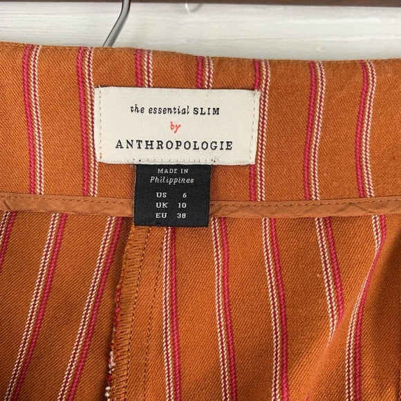 Anthropologie Essential Slim Trouser Pants Rust with Stripes Cropped Size 6 - Picture 11 of 13
